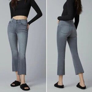 DL1961 Bridget Boot High Rise Instasculpt Crop Raw Hem Jeans Gray Overcast Sz 29